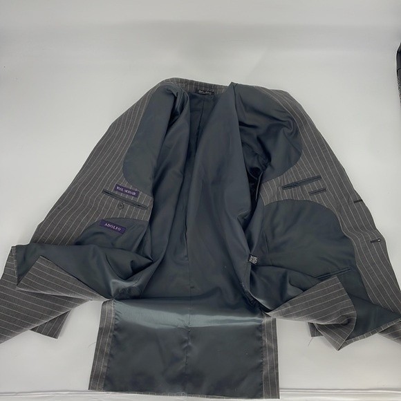 ADOLFO 36L men's gray wool mohair pinstripe blazer suit jacket sport coat - Picture 8 of 11